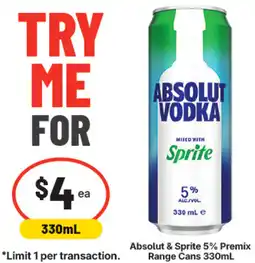 IGA Absolut & Sprite 5% Premix Range Cans offer