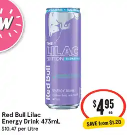 IGA Red Bull Lilac Energy Drink offer