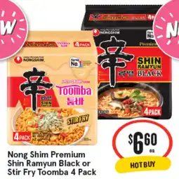 IGA Nong Shim Premium Shin Ramyun Black or Stir Fry Toomba offer