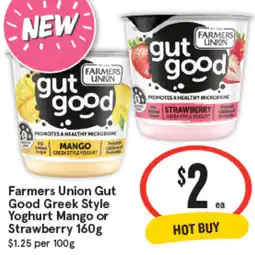 IGA Farmers Union Gut Good Greek Style Yoghurt Mango or Strawberry offer