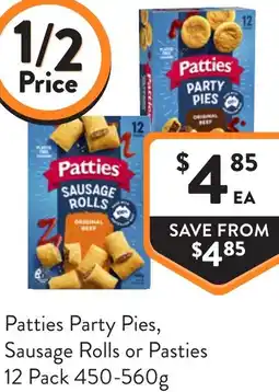Foodworks Patties Party Pies, Sausage Rolls or Pasties offer