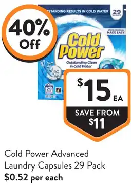 Foodworks Cold Power Advanced Laundry Capsules offer