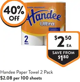 Foodworks Handee Paper Towel offer
