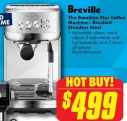 The Good Guys Breville The Bambino Plus Coffee Machine Brushed Stainless Steel offer