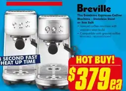 The Good Guys Breville The Bambino Espresso Coffee Machine Stainless Steel or Sea Salt offer