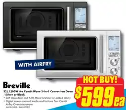 The Good Guys Breville 32l 1200w the combi wave 3 in 1 convection oven silver or black offer
