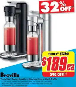 The Good Guys Breville The InFizz Fusion Sparkler Stainless Steel or Black Truffle offer