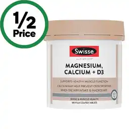 Woolworths Swisse Ultiboost Magnesium, Calcium + D3 Tablets offer
