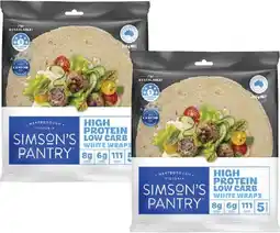 Coles Simsons Pantry Low Carb High Protein Wraps offer