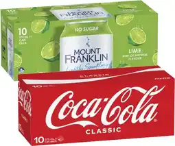 Coles Coca Cola Soft Drink or Mt Franklin Lightly Sparkling Water offer