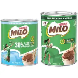 Woolworths Nestlé Milo 460g or Milo Less Added Sugar 395g offer