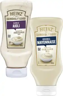 Coles Heinz Seriously Good Aioli or Mayonnaise offer