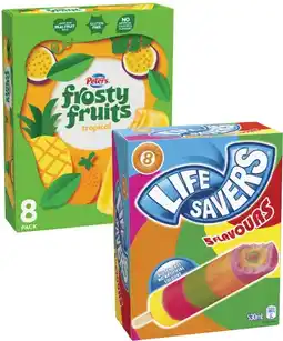 Coles Peters Frosty Fruits Sticks or Lifesavers Icy Poles offer