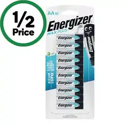 Woolworths Energizer Max Plus Batteries AA or AAA Pk 10 offer