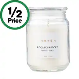 Woolworths Haven Soy Blend Candle with Lid offer