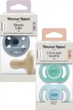 Coles Tommee Tippee Ultralight Soother 0-6 Months or Breast Like Soother 6-18 Months offer
