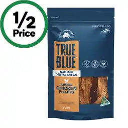Woolworths True Blue Dog Treats 50g or Pk 3-7 offer