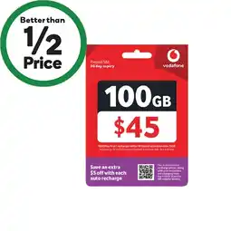 Woolworths Vodafone $45 Starter Pack§ offer