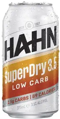 Coles Hahn Super Dry 3.5% Block Cans offer