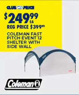 BCF Coleman fast pitch event 12 shelter with side wall offer