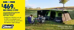 BCF Coleman excursion darkroom 10p instant tent offer
