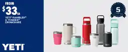 BCF Yeti rambler & yonder drinkware offer