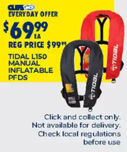 BCF Tidal l150 manual inflatable pfds offer