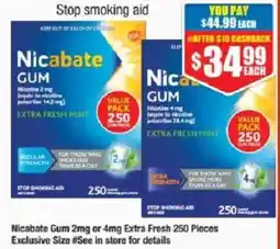 Chemist Warehouse Nicabate Gum or Extra Fresh offer