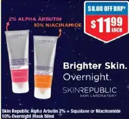 Chemist Warehouse Skin Republic Alpha Arbutin 2% + Squalane or Niacinamide 10% Overnight Mask offer