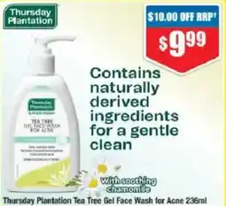 Chemist Warehouse Thursday Plantation Tea Tree Gel Face Wash for Acne offer
