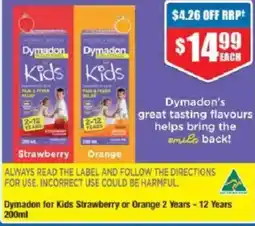 Chemist Warehouse Dymadon for Kids Strawberry or Orange offer