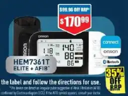 Chemist Warehouse HEM7361T Blood Pressure + AFIB Monitor Bluetooth offer