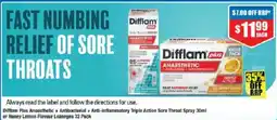Chemist Warehouse Difflam Plus Anaesthetic + Antibacterial + Anti-Inflammatory Triple Action Sore Throat Spray or Honey Lemon Flavour Lozenges offer