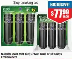 Chemist Warehouse Nicorette Quick Mist Berry or Mint Triple offer