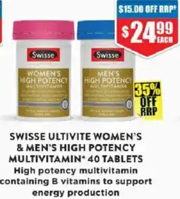 Chemist Warehouse Swisse ultivite women's & men's high potency multivitamin offer