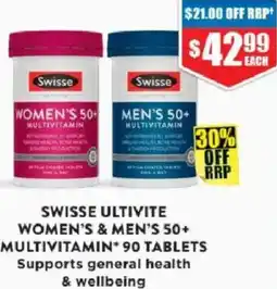 Chemist Warehouse Swisse ultivite women's & men's 50+ multivitamin offer
