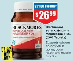 Chemist Warehouse Blackmores Total Calcium & Magnesium + D3 offer