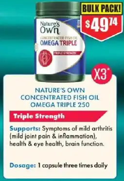 Chemist Warehouse Nature's own concentrated fish oil omega triple 250 offer