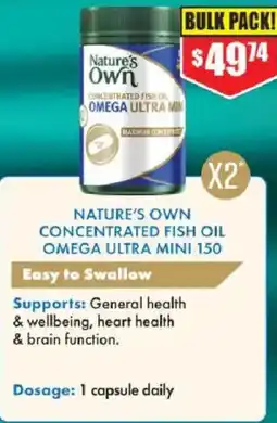 Chemist Warehouse Nature's own concentrated fish oil omega ultra mini 150 offer
