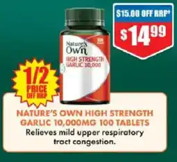 Chemist Warehouse Nature's own high strength garlic 10,000mg offer