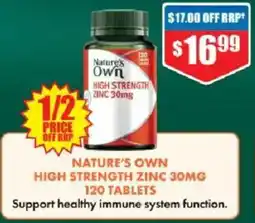 Chemist Warehouse Nature's own high strength zinc offer