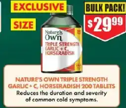 Chemist Warehouse Nature's own triple strength garlic + c, horseradish offer
