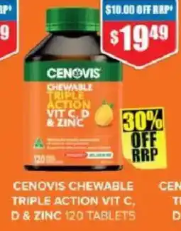 Chemist Warehouse Cenovis chewable triple action vit c, d & zinc offer