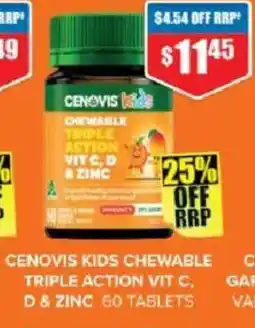 Chemist Warehouse Cenovis kids chewable triple action vit c, d & zinc offer