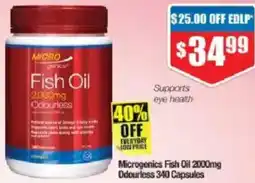 Chemist Warehouse Microgenics Fish Oil 2000mg Odourless offer