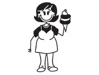 Ice Cream Woman Funny Family Car Sticker