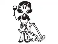 Vacuum mum with a wine Funny Family Car Sticker