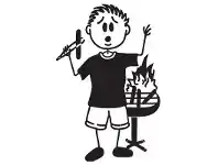 LivingStyles BBQ Fire Man Funny Family Car Sticker offer
