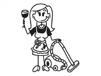 Blonde Vacuum Woman with a Wine Funny Family Car Sticker