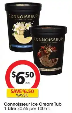 Coles Connoisseur Ice Cream Tub offer